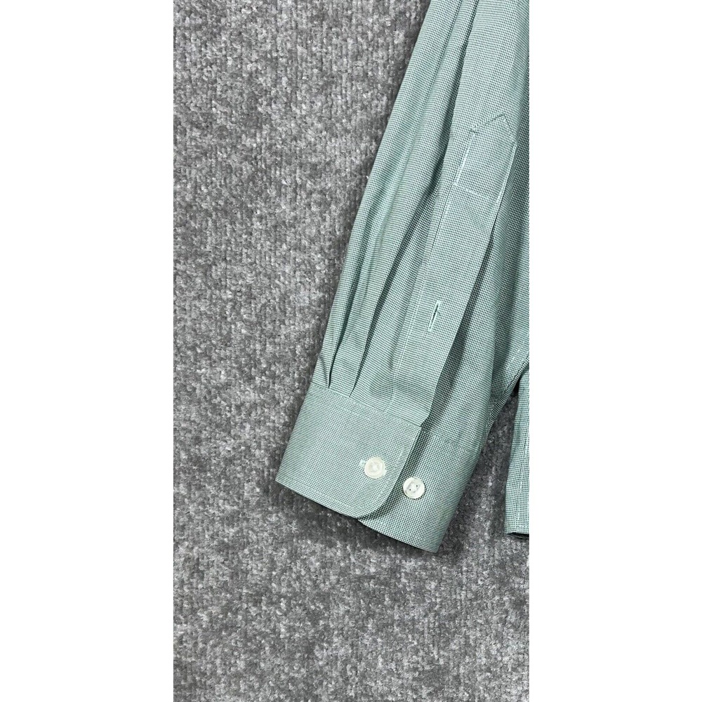 Tommy Hilfiger Shirt Mens Size 18 Slim Fit Button Up‎ Green Mini Check Cotton - Picture 7 of 10